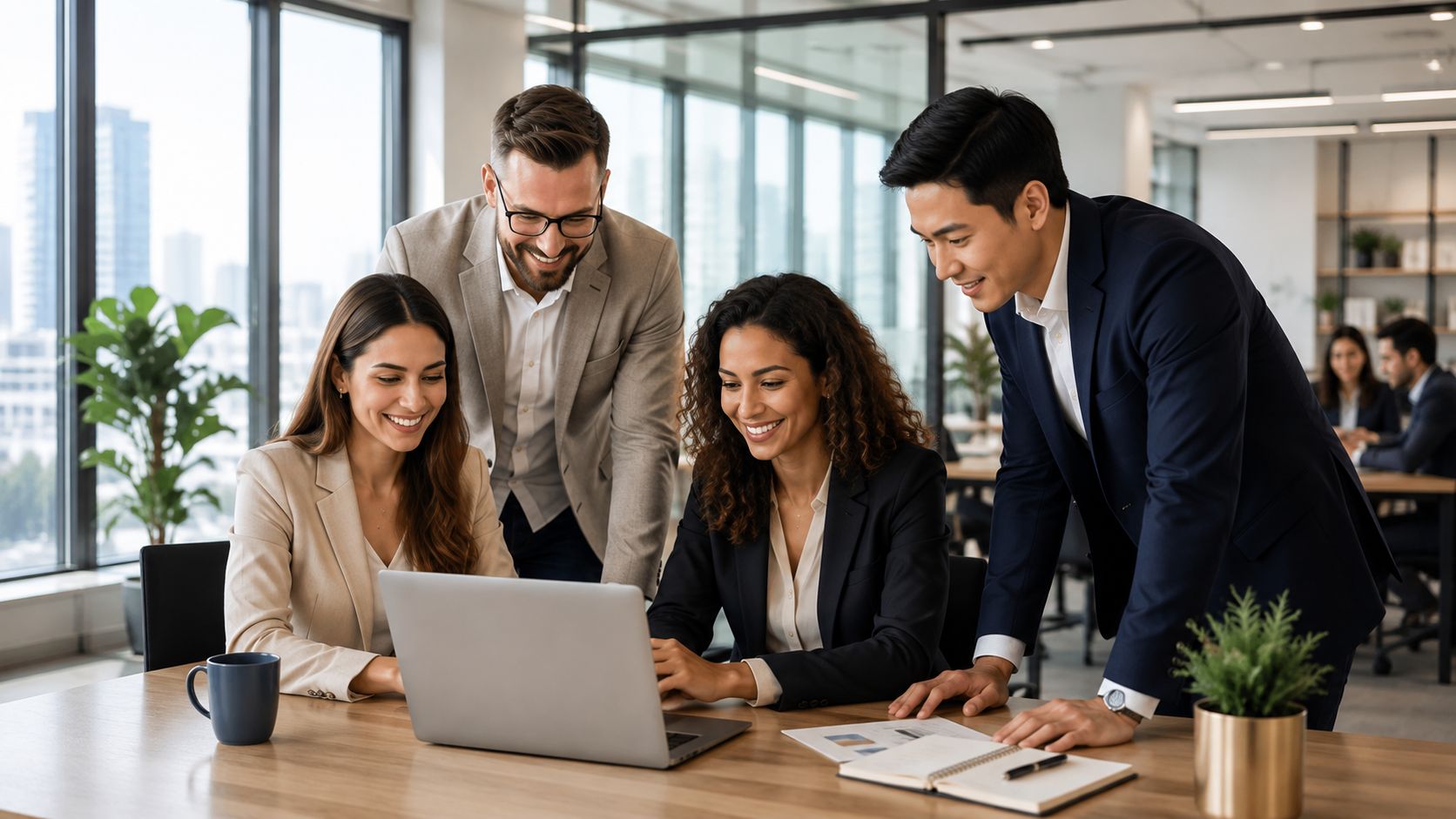 Growing business team working together